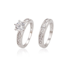 12870 xuping moda delicada estilo real ródio cor zircão combinação anel de casamento conjunto